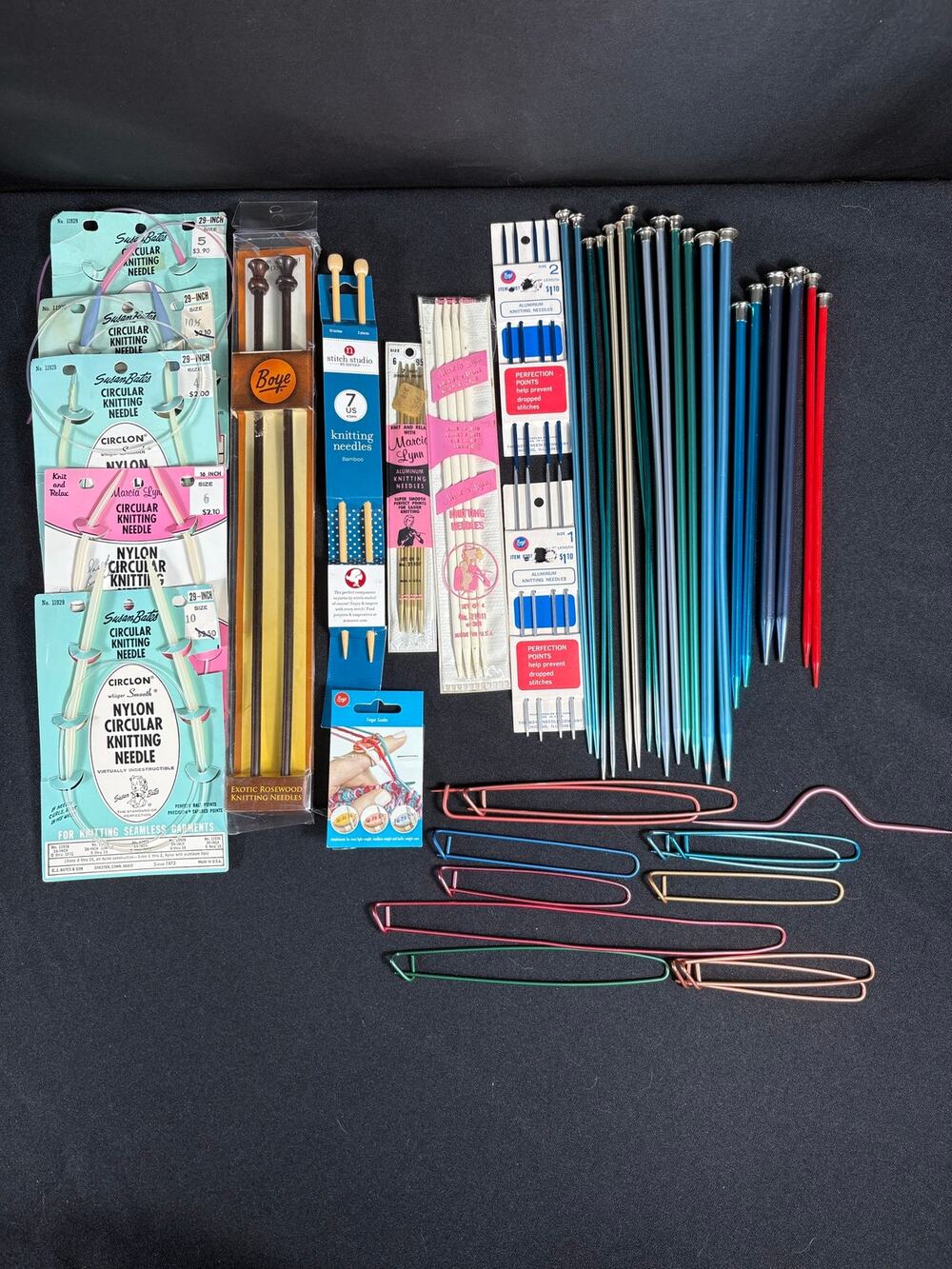 Knitter's Bundle Aluminum Needles, Susan Bates Nylon Circular, Boye Rosewood